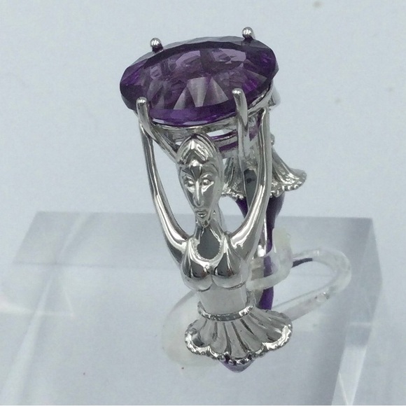Sz 8 Genuine Amethyst Ballet Dance Inspired Ring - Picture 2 of 4